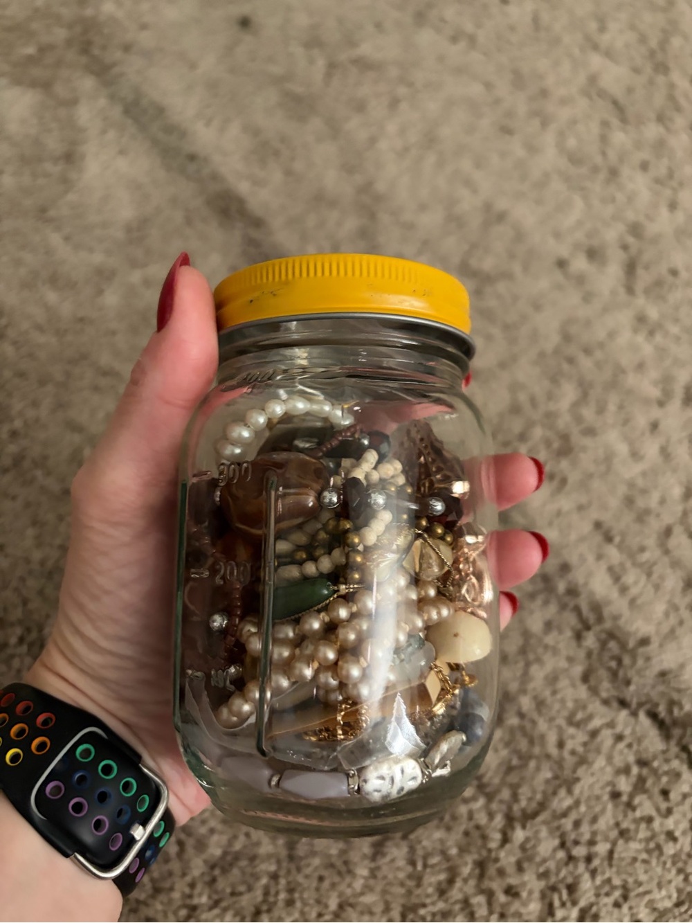 Long necklace mystery jewelry jar
